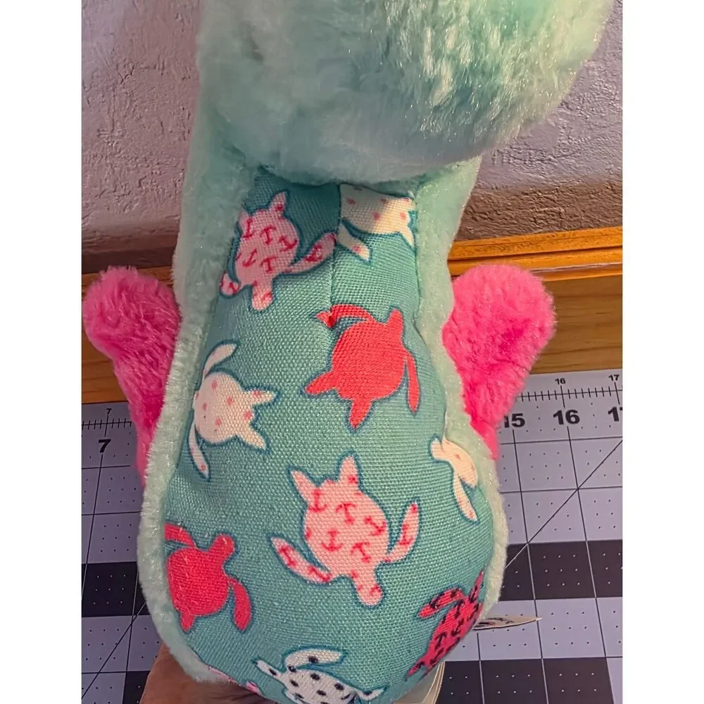 The Preppy Pelican Seahorse Plush Turtle Print Pink Fins Bow 9